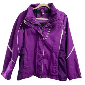 ZERO XPOSUR WOMENS PURPLE WINTER SKI JACKET COAT REMOVABLE HOOD ADJ. BELT SZ L‎